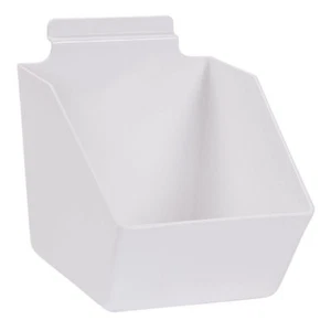 10 Slatwall Bins Dump Acrylic White 7 ½” X 6 X 5 ½” Plastic Retail Display - Imagen 1 de 1