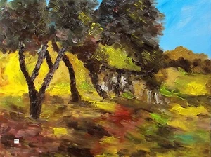 Art Print of Oil Painting by Dave. Matisse Reproduction Landscape Trees Grass - Picture 1 of 1