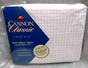 DE COLECCIÓN CANNON CLASSIC EE. UU. Percal SÁBANA AJUSTABLE DOBLE AJUSTE Ajuste Seguro ROSA Y BLANCO VERDE - Imagen 1 de 5