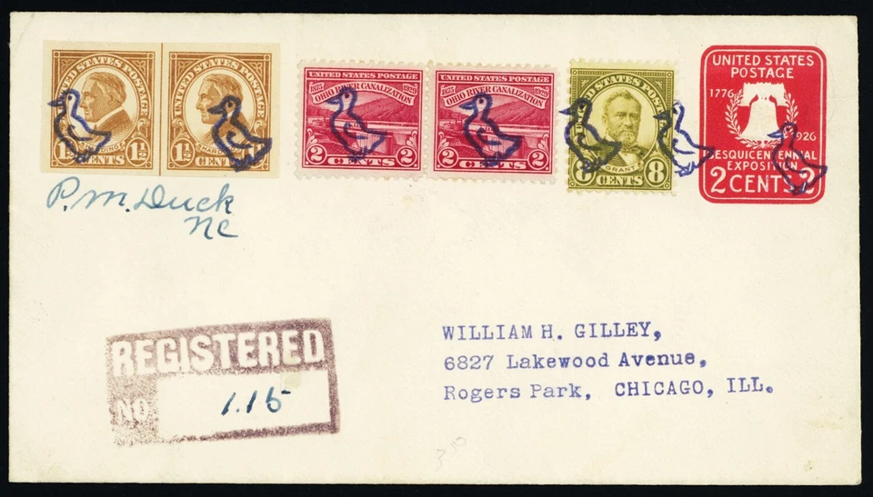 Duck, N.C. Fancy Cancel Cover - 7 Bold Strikes - Stuart Katz - Image 1 of 2