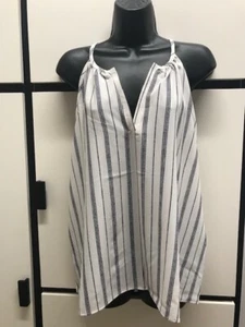 Farrow L Polyester Ivory Stripe Racer Madera Tank Top Draped Need Supply - Picture 1 of 13