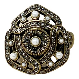 Anillo de diseñador de cristal de Swarovski con perlas Heidi Daus  - Imagen 1 de 8