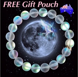 Mermaid Glass Crystal Moonstone Iridescent Shining Bead Multicolour Bracelet New - Picture 1 of 15