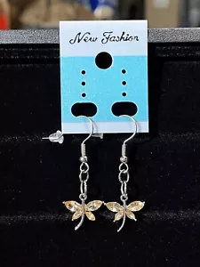Pendientes de piedra de nacimiento libélula noviembre topacio cúbico circonio joyería para mujer - Imagen 1 de 4