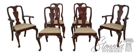L60138EC: Set of 6 HENKEL HARRIS Model 110 Mahogany Dining Room Chairs Cover