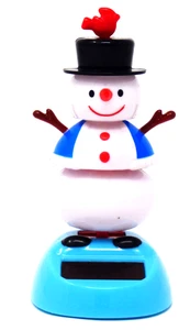 New Solar-Powered Christmas Snowman with Black Hat - Picture 1 of 1