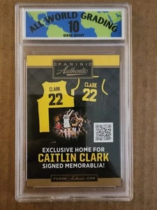 Panini Authentic All World Grading 10 Gem Mint Caitlan Clark - Picture 1 of 2