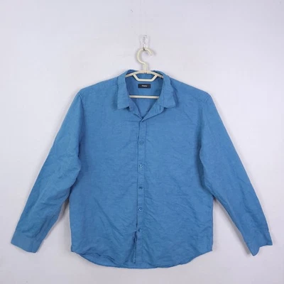Theory Shirt Mens 2XL Blue Zack PE Rotuma Linen Cotton Button Up Long Sleeve - Image 1 of 4