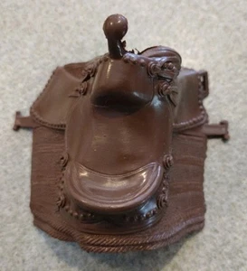 1960's-70's Auth/Orig Marx Johnny West Brown Saddle for Pancho Pony Nice Cond - Picture 1 of 3