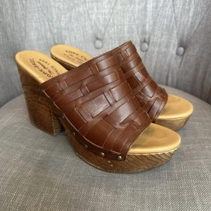 Kork-Ease Clog Women’s Sz 10 Charissa Brown Leather Boho Platform Sandals Mule - Picture 1 of 10