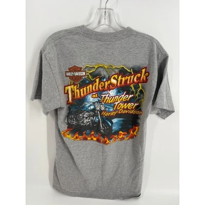 Camiseta Harley Davidson Thunder Tower Columbia SC Gris Gráfico Mediana Foto 1 de 4