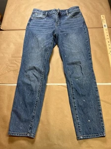 Talbots Damen Slim Knöchel Blau Jeans Größe 4P Strass Nieten 25" Schrittlänge - Bild 1 von 9
