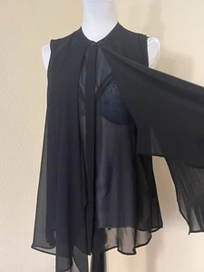Catherine Malandrino Button Front Sleeveless Sheer Top Adjustable Wide Ties Sz 8 - Picture 1 of 24