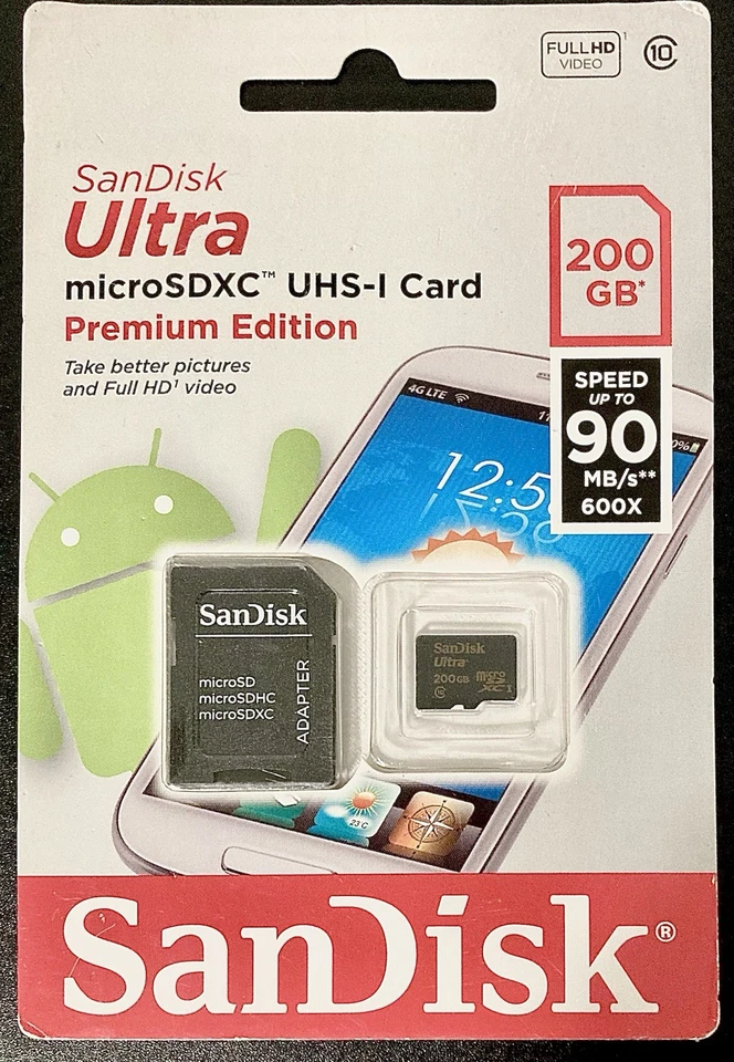 SanDisk Ultra 200GB Micro SDXC UHS-I U1 Card Premium Edition - Image 1 of 2
