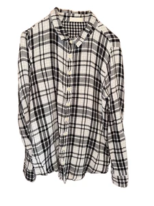 Camisa CP Shades para mujer talla mediana manga larga abotonada a cuadros negra blanca algodón - Imagen 1 de 4