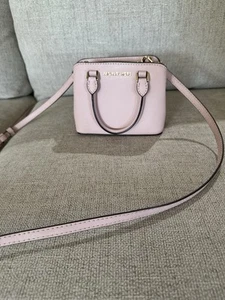 Michael Kors Selma Mini Crossbody Leather Satchel Clutch Bag Soft Pink Saffiano - Picture 1 of 3