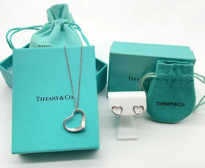 Auth Tiffany & Co.Open Heart SV925 Earrings/Necklace Set2 W/Box/Dustbag SK100437 - Image 1 of 4