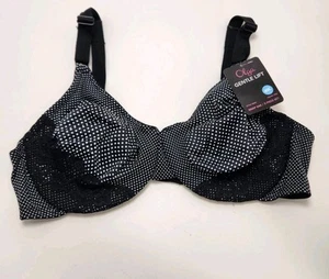 Olga Warner's Gentle Lift full coverage Bra SIZE 40C #5001 Black Dot NWT #B42 - Picture 1 of 5