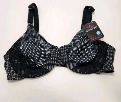 Sujetador Olga Warner's Gentle Lift cobertura completa TALLA 40C #5001 punto negro nuevo con etiquetas #B42 Foto 1 de 4