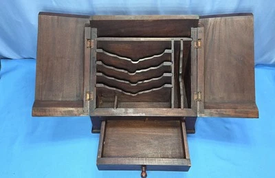 Caja de papelería de caoba antigua colonial inclinada madera secretaria escritorio Foto 1 de 4