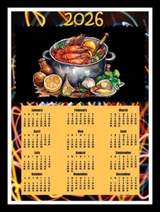 2026 CALENDAR MAGNET CAJUN GUMBO POT - Size 8" x 10" - Picture 1 of 2