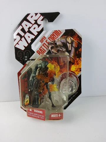 Star Wars 30th Anniversary 2006 Super Battle Droid Figure w/Collector Coin NEW Cover