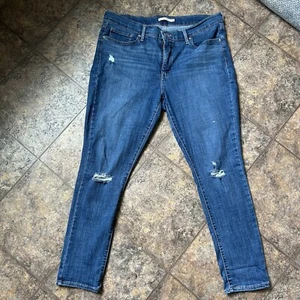 Levis Womens 311 Shaping Skinny Jeans Sz 34 Medium Wash Distressed Mid Rise - Bild 1 von 7