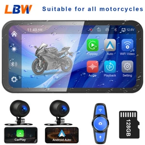 Motorcycle DVR Portable Wireless CarPlay Waterproof 6.25 Inch Touch Screen - Picture 1 of 7