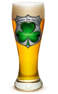 IRISH HERITAGE POLICEMAN'S  BROTHERHOOD WITH CLOVER-  LARGE  PILSNER BEER GLASS - Picture 1 of 1