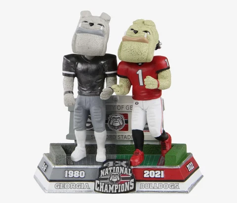 HAIRY DAWG Georgia Bulldogs 4x National Champs THEN & NOW Mascot Bobblehead NIB! Cover