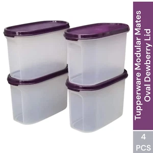 Tupperware Modular Mates Ovale 1,1L Viola Rugiada Contenitore Dispensa 4pz - Foto 1 di 6
