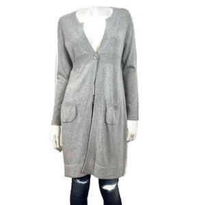 BCBG Maxazria Women's Long Cardigan Sweater Sz L Angora Cashmere Blend Gray - Picture 1 of 12