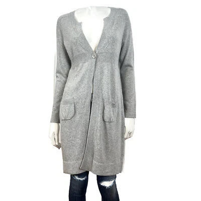 BCBG Maxazria Women's Long Cardigan Sweater Sz L Angora Cashmere Blend Gray - Image 1 of 4