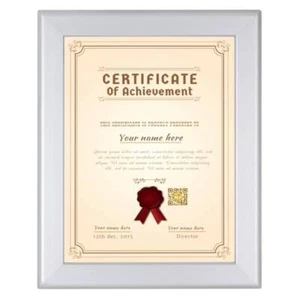 SnapeZo® Silver 8.5x11 Certificate Frame - 1.25" Profile - Picture 1 of 5