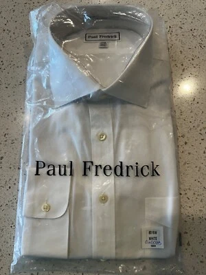 Camisa de vestir Paul Fredrick de algodón sin planchar con cuello extendido talla 17-32 Foto 1 de 4