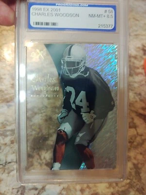 1998 SKYBOX EX 2001 CHARLES WOODSON ROOKIE #58 OAKLAND RAIDERS HOF - Image 1 of 2