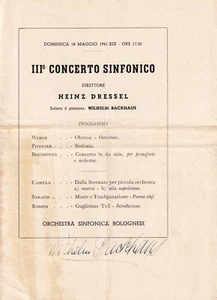JJ705-Musique-Autographe Wilhelm Backhaus Pianiste - Bild 1 von 2
