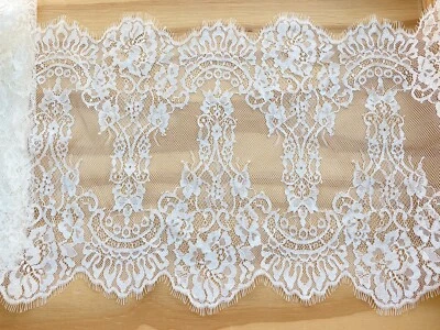 Bordado blanco roto de 3 yardas de encaje para costura/chal hágalo usted mismo/11,5" de ancho Foto 1 de 4
