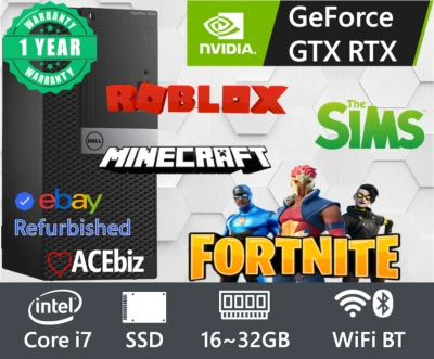 Gaming Desktop Computer PC i7 RTX 3050 GTX 1650 1050 Ti SSD Windows 11 HDMI WiFi - Image 1 of 4