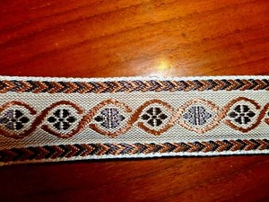 22 Yards fabric trim 1" WIDE Brown tan design - Picture 1 of 3