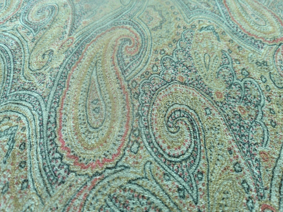 Vintage Velvet Paisley Tan/Gold/Red/Black Muted Colors 4 Yards Heavy Soft Hand - Image 1 of 4