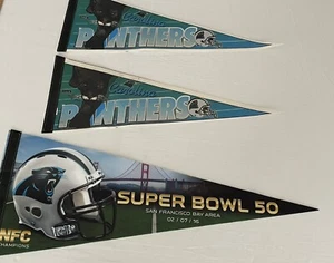 Lot of 3 NFC Carolina Panthers Super Bowl 50 Pennants 0124 - Picture 1 of 8
