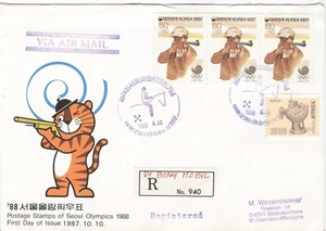 Korea Olympische Spiele Seoul 1988 Reg. Olympia Brief Fünfkampf violett gestempelt - Bild 1 von 1