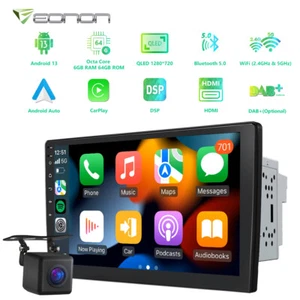 CAM+10.1" Double 2Din Car Stereo Radio 8-Core 6+64 Android 13 CarPlay GPS 4G LTE - Picture 1 of 24