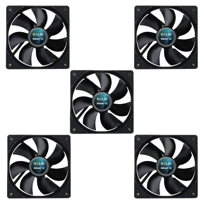 5 x Pack Gelid Solutions Silent 12 Black 120mm Case Fans 1000 RPM 40.3 CFM 3-Pin - Image 1 of 4