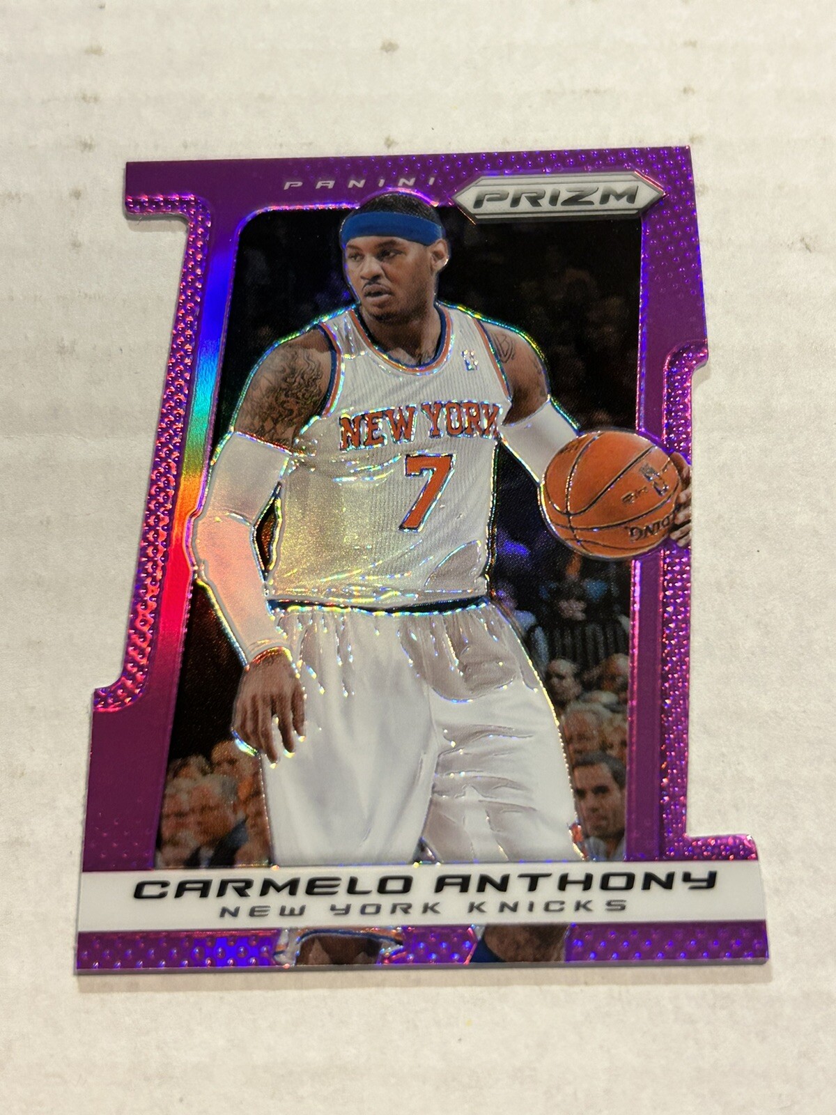 2013-14 PANINI PRIZM CARMELO ANTHONY 41/49 PURPLE DIE CUT KNICKS SP