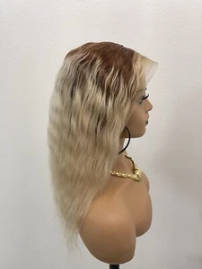 14” 13x6 Transparent LaceFront Loose Wave Wig, Customized Ombre Top Brown/613 Bl - Picture 1 of 11