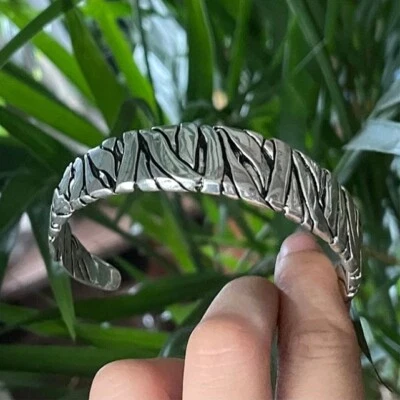 Herren Männer Armreif Armspange irregulär verflochten Retro maskulin Silber - Bild 1 von 4