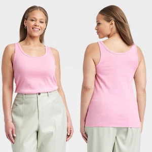 Large - Womens Slim Fit Scoop Neck Tank Top - A New Day - Pink - Picture 1 of 11