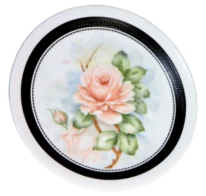 Mikasa Decorative Wall Plate Oval Black White Pink Rose - Picture 1 of 6